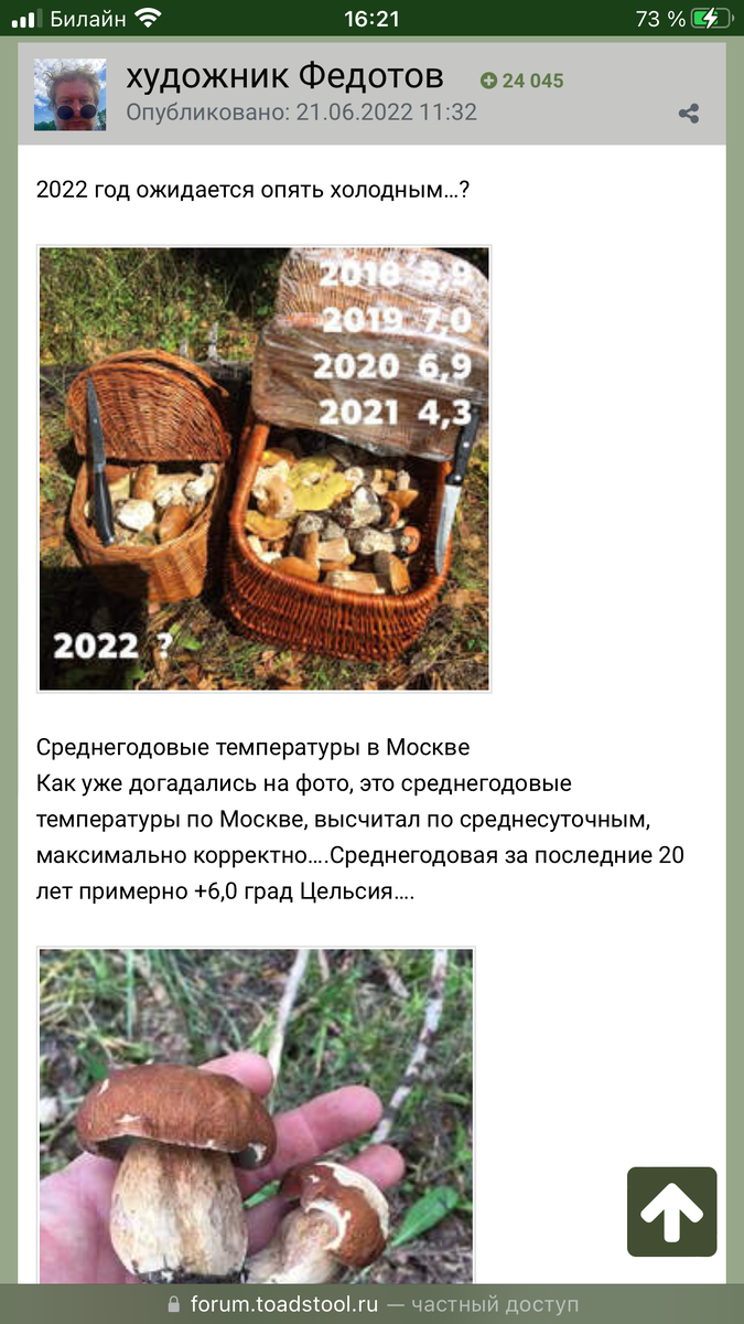 Пост с сайта «Грибы говорят» за май 2022, начало….