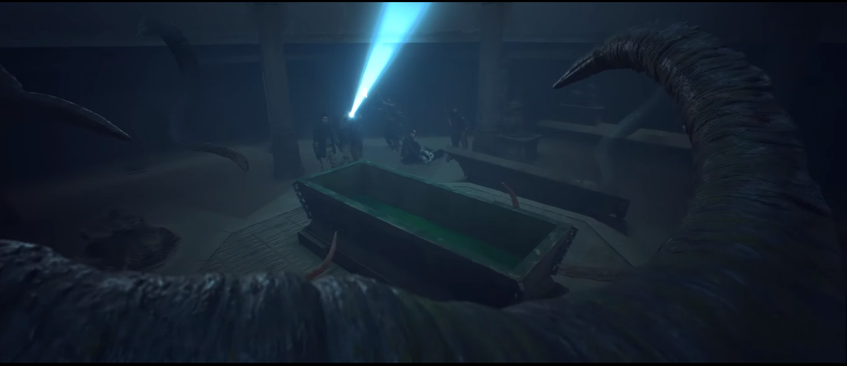 Тут показаны довольно хорошие 3D кадры, но их мало, да и сам монстр выделяется , так чувство что он выделяется на фоне.  Фильм я смотрел в 1080р.
