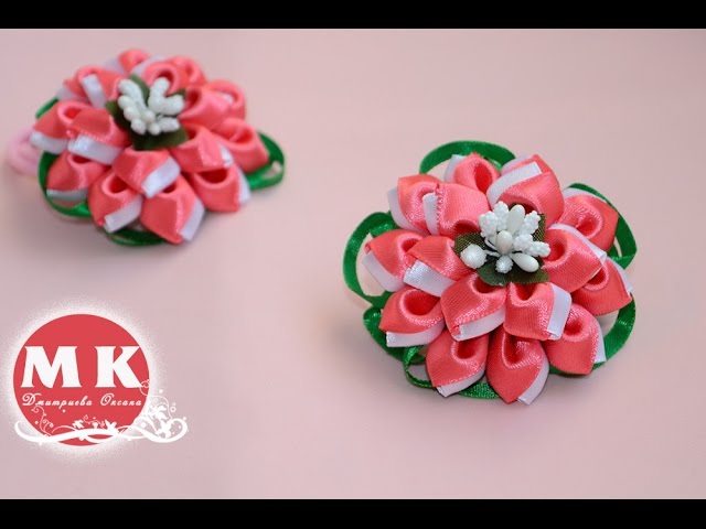 Цветок из ленты Канзаши DIY Flower of ribbon Kanzashi