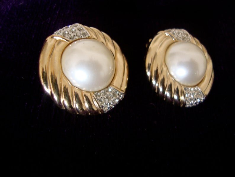 Panetta Клипсы жемчужина, стразы