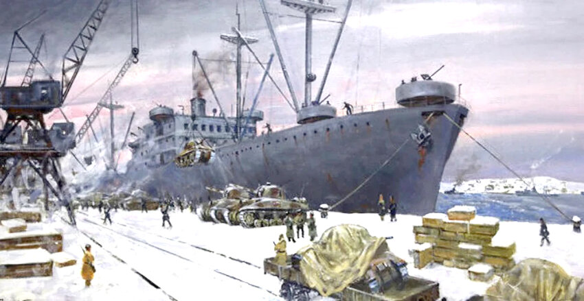 Разгрузка военной техники в Мурманском порту