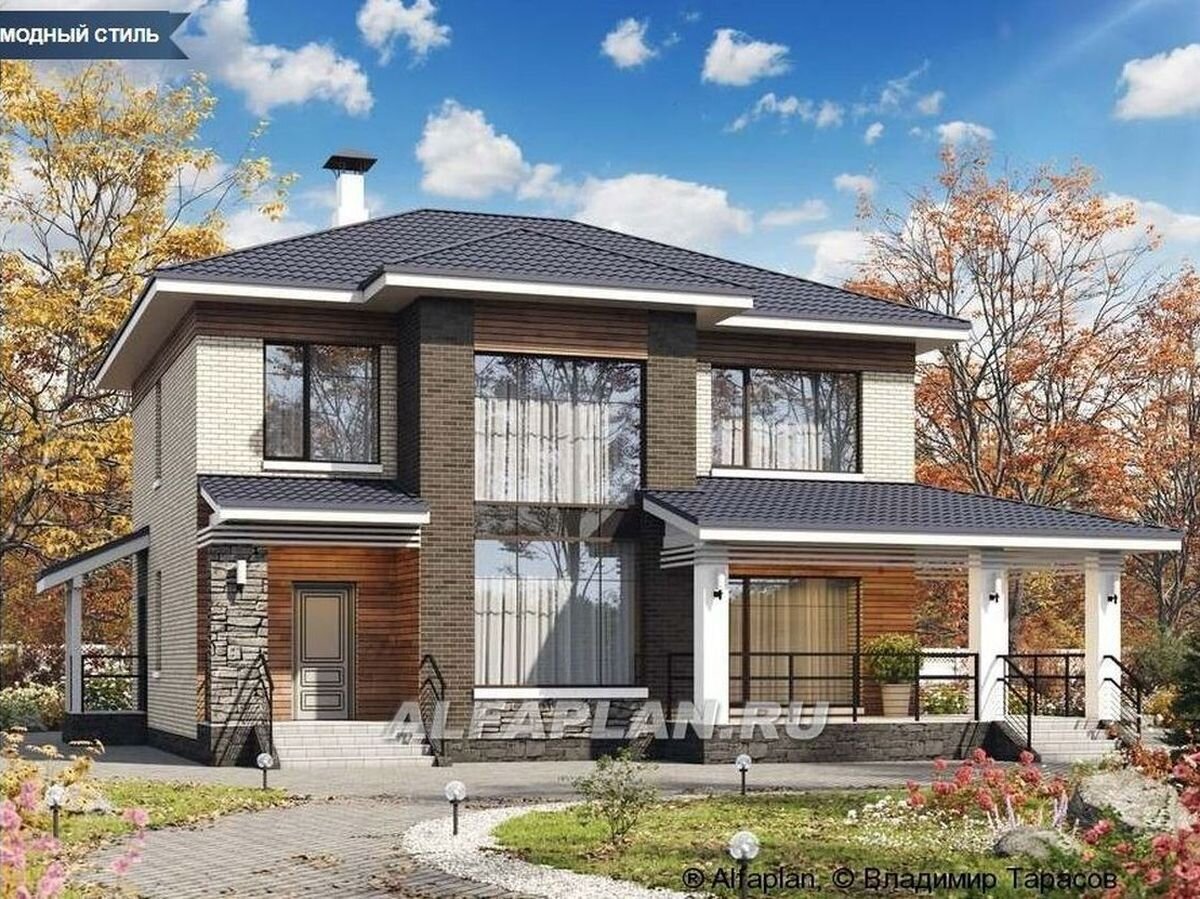 Фасад дома по проекту "Светлая полоса" 663А