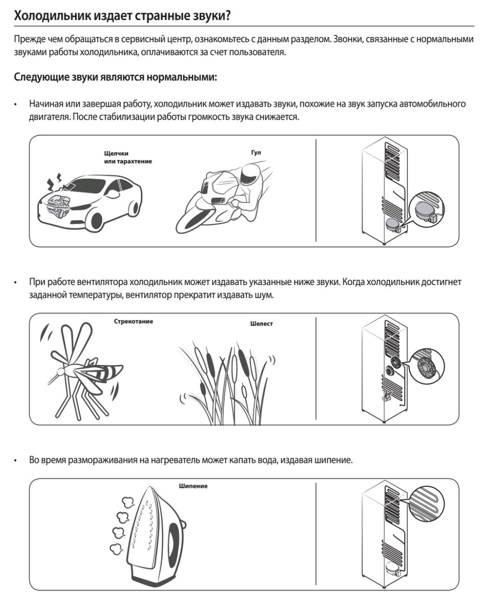 Почему холодильник издает странные