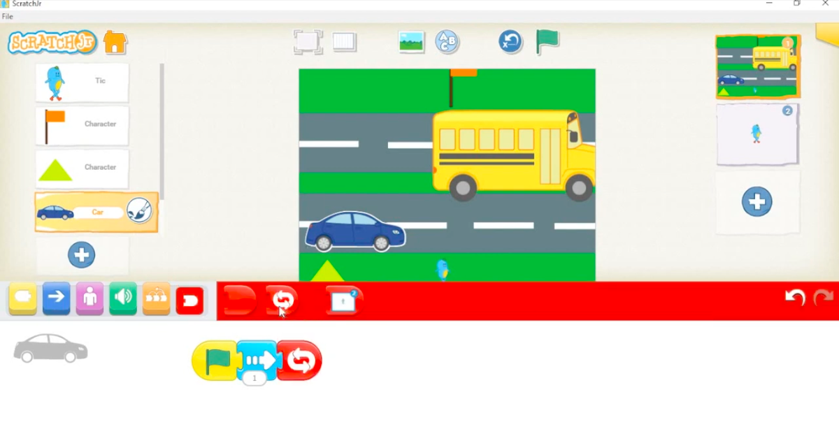 В Scratch Junior используются блоки, которые состоят из картинок и символов  