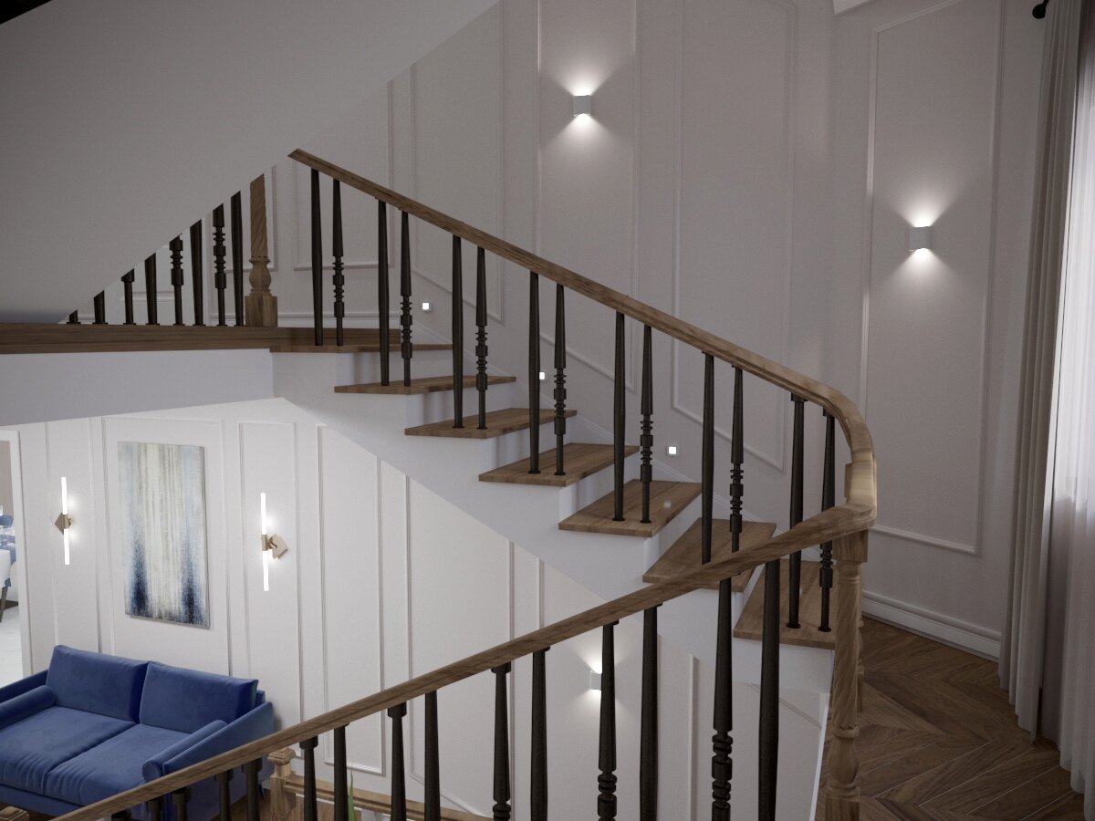 Лестница и холл. 2 этаж.