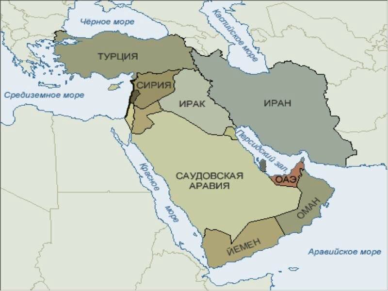 Карта аравии и ближнего востока