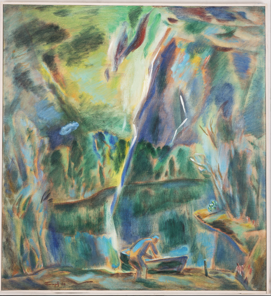 ГРИГОРЬЕВ Юрий Петрович (1937) Пейзаж с рыбаком. 2008 Холст, масло. 99,9 × 91,5
Источник: собрание семьи художника
