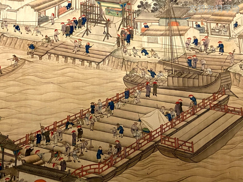 Рис.2  Фрагмент свитка «Карта наблюдения Лухэ» (潞河督運圖)