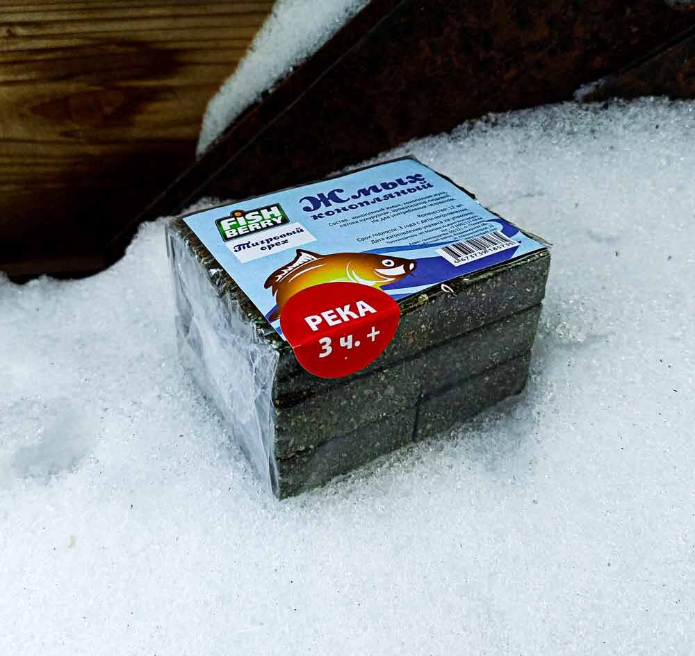 Жмых конопляный Макуха FISHBERRY Тигровый орех 12шт Река 3 часа+