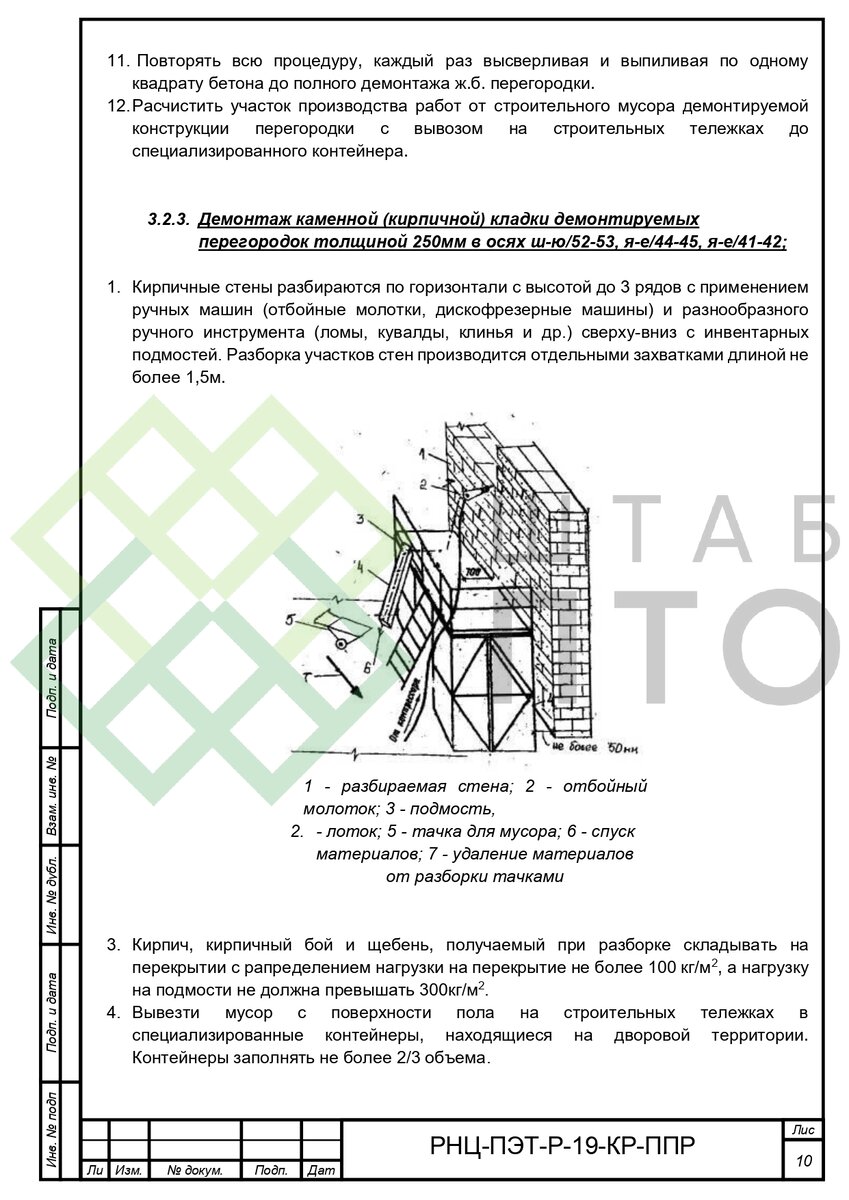 ППР демонтаж перегородок и стен здания в г.Москва. Пример работы. | ШТАБ  ПТО | Разработка ППР, ИД, смет в строительстве | Дзен