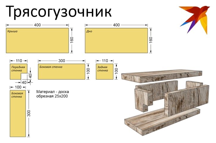 Трясогузочник своими руками чертежи и размеры