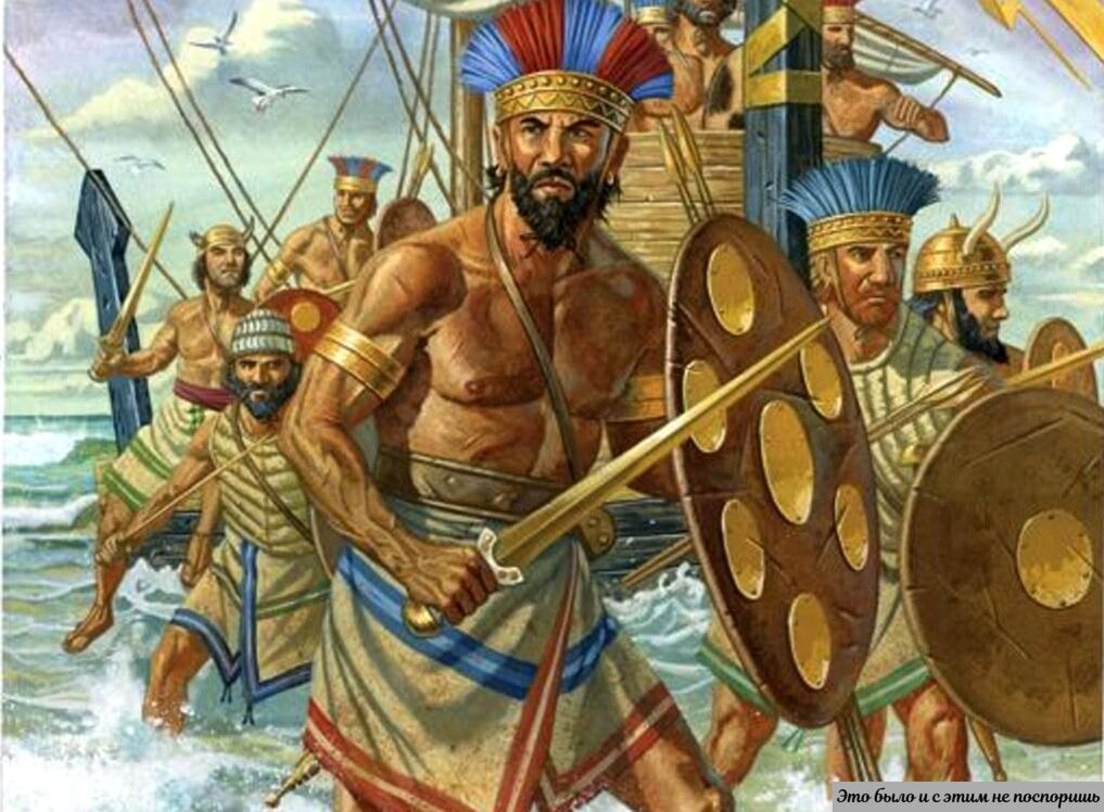 Филистмляне атакуют прямо со своих кораблей. Картинка взята с ресурса https://historiosophy.ru/1200-g-d-n-e-narody-morya-razrushayut-ugarit/