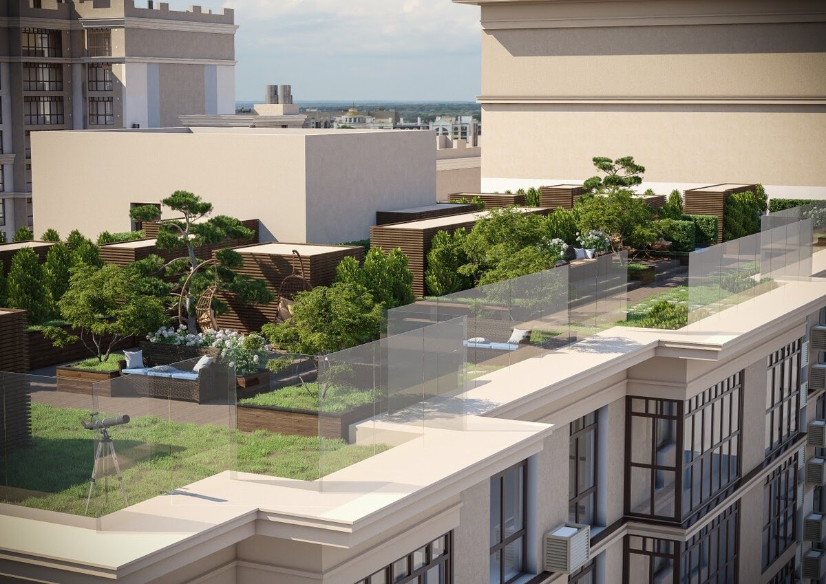 Терраса на крыше ЖК «Наследие» Современности