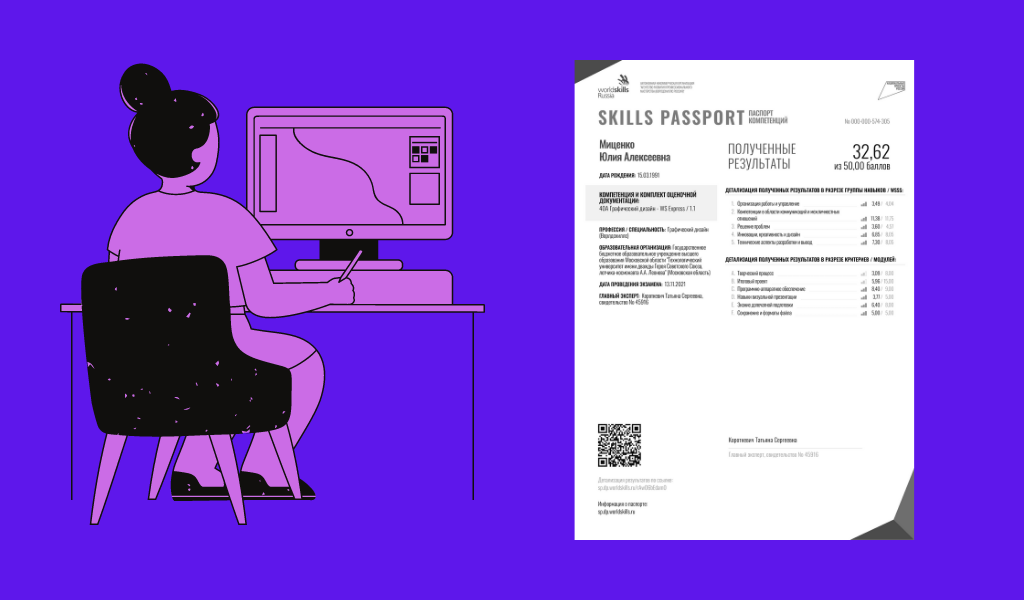 Так выглядит мой SkillPassport, о том, что имею компетенции в области "Графический дизайн"