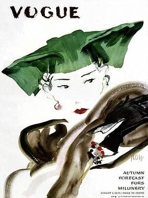 Vogue Magazine Cover Featuring A Woman Wearing by Rene Bouet-Willaumez 1935.