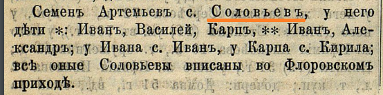 Соловьёвы. Ревизская сказка жителей Тулы 1744 года.