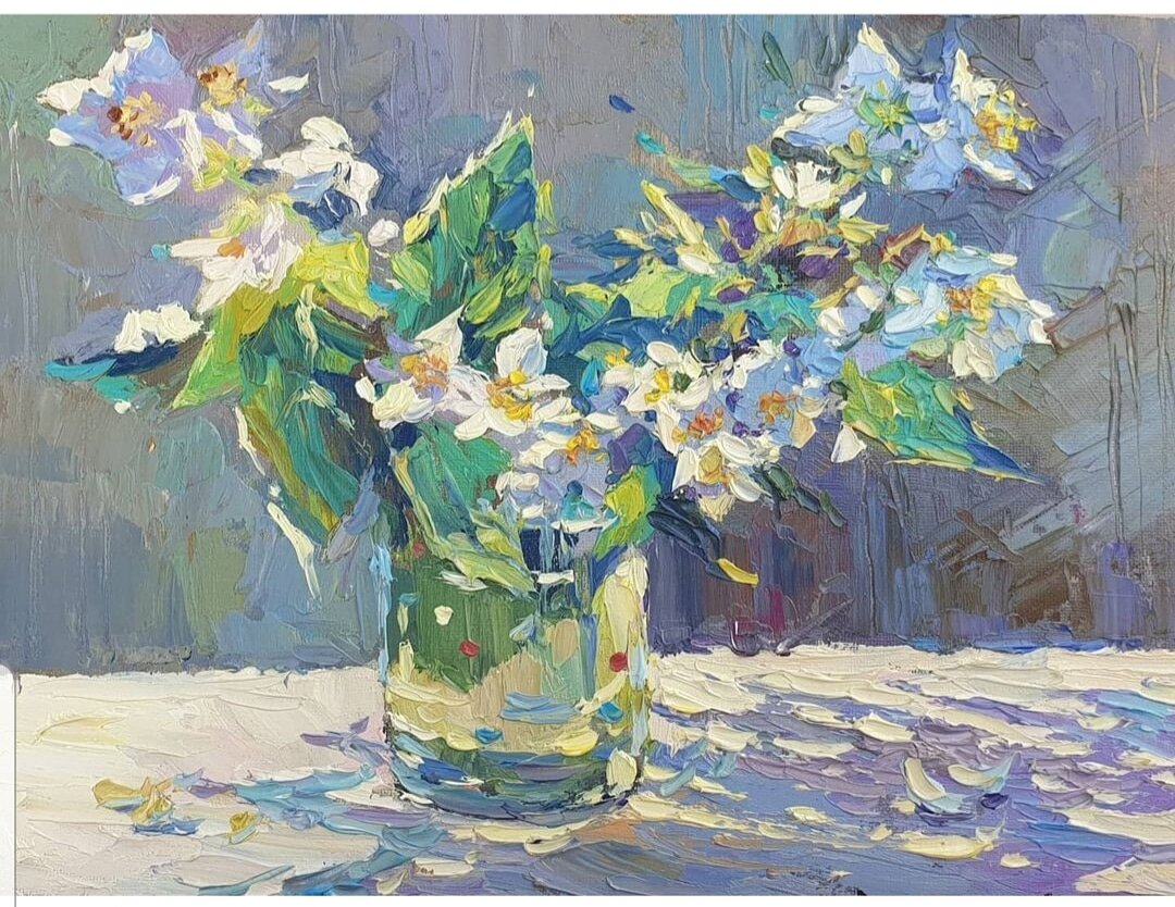 Краснощекова Т. Жасмин.холст, масло 2020