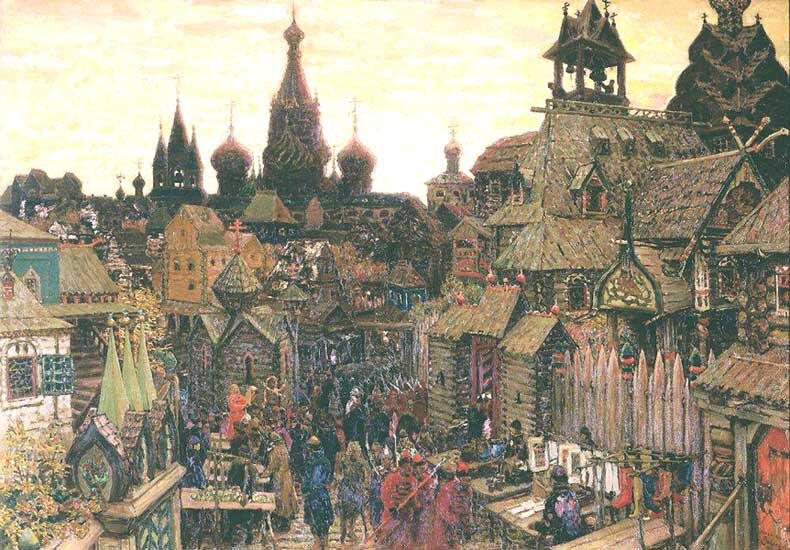 А. Васнецов. Улица в Китай-городе. XVII век. Авторство: Аполлинарий Михайлович Васнецов. http://vasnec.ru/kartina6.php, Общественное достояние, https://commons.wikimedia.org/w/index.php?curid=8661563