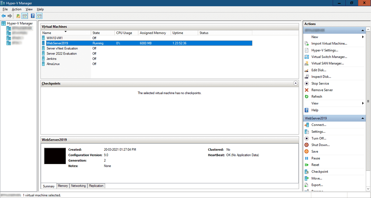 Диспетчер Hyper-V