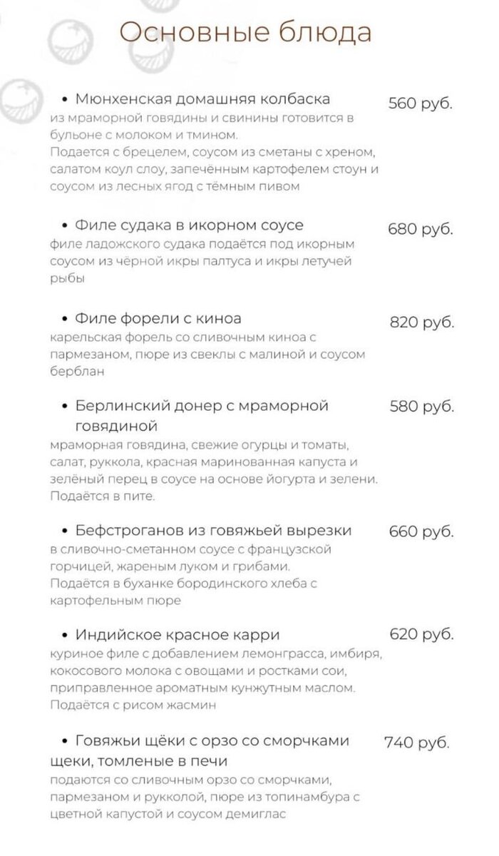 Меню взято из аккаунта The Buddy cafe. Представлено частично. 