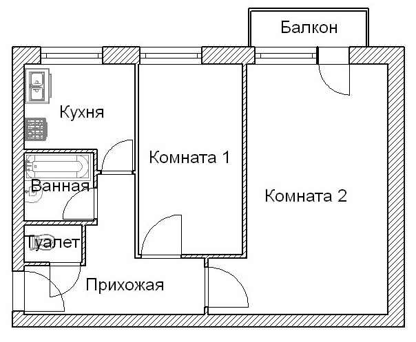 Чертежи двухкомнатных квартир