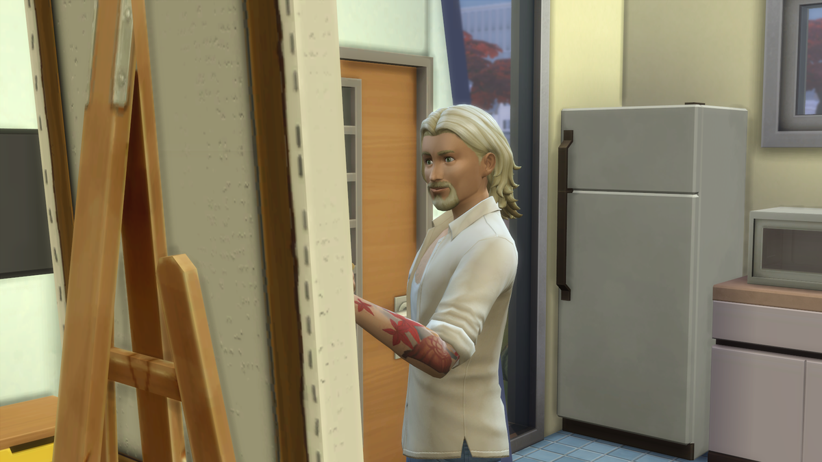 Sims 4. Зейн пробует себя в художестве.