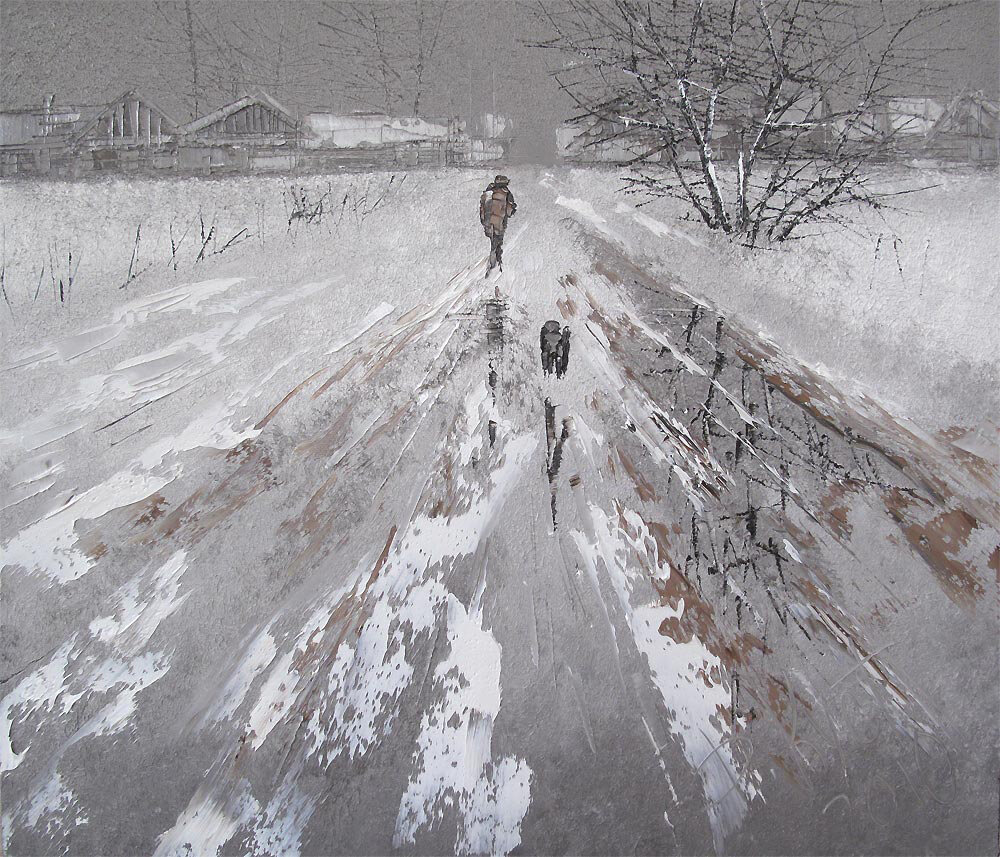 Дмитрий Кустанович. Путник с собакой. Из серии «Русское», 60х70 см, 2010