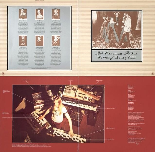 Внешний и внутренний разворот конверта альбома Rick Wakeman "The Six Wives of Henry VIII", 1973 г.