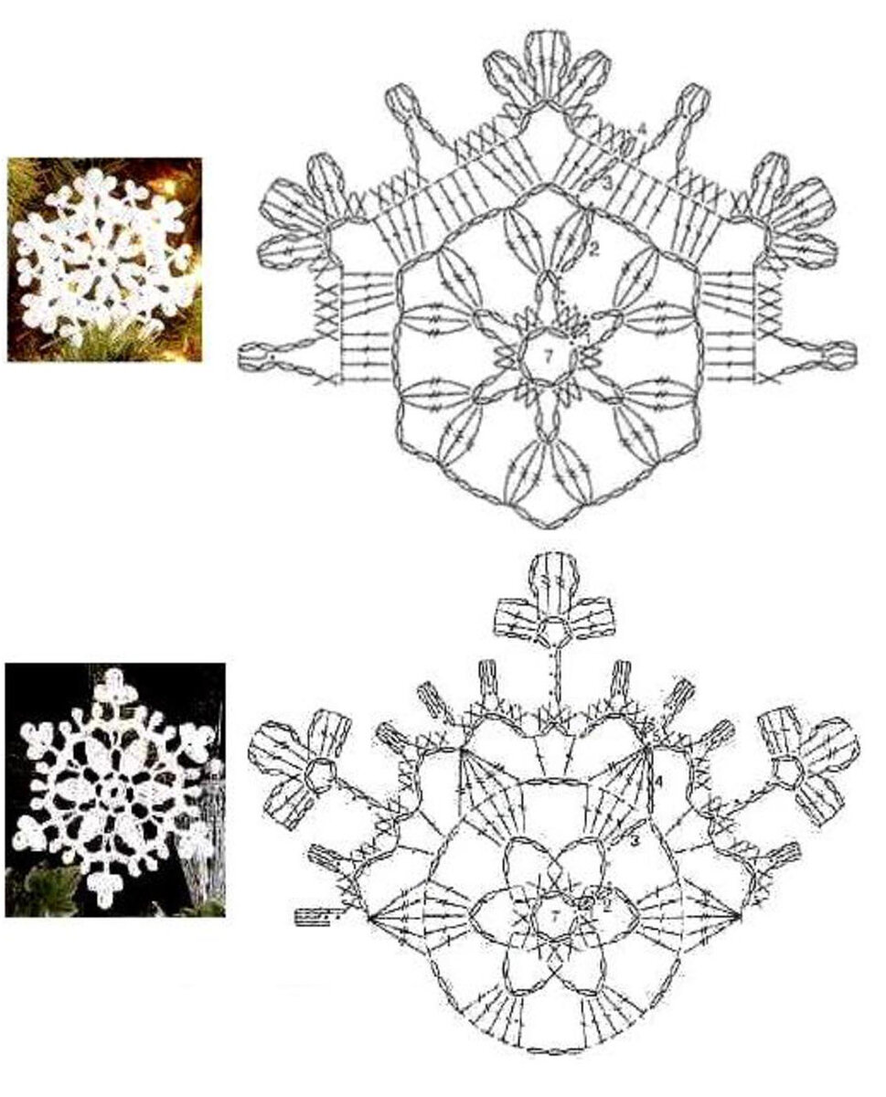 Большие снежинки крючком со схемами