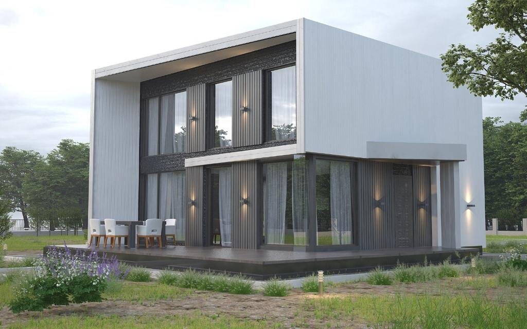 Дом КУБ из газобетона 9х9 м