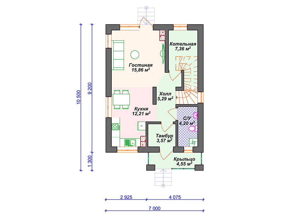 Бюджетный дом 7х10м с 3 спальнями. | Arplans.ru - проекты домов | Дзен