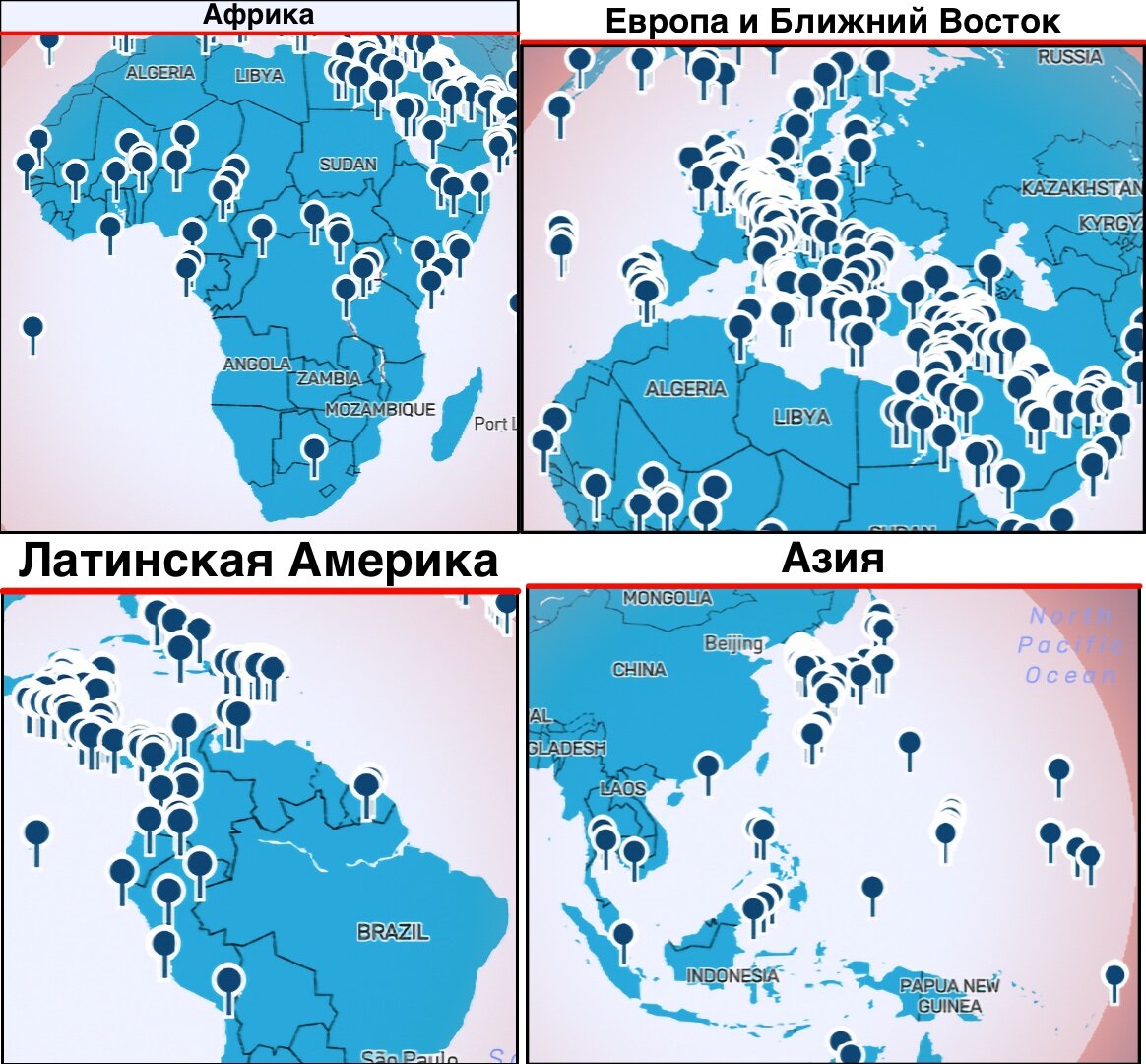 Карта расположения американских военных баз в мире