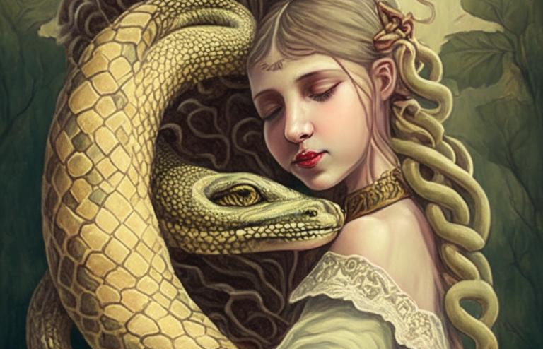 Девушка и Змей. Интересные у будущего богатыря родители!