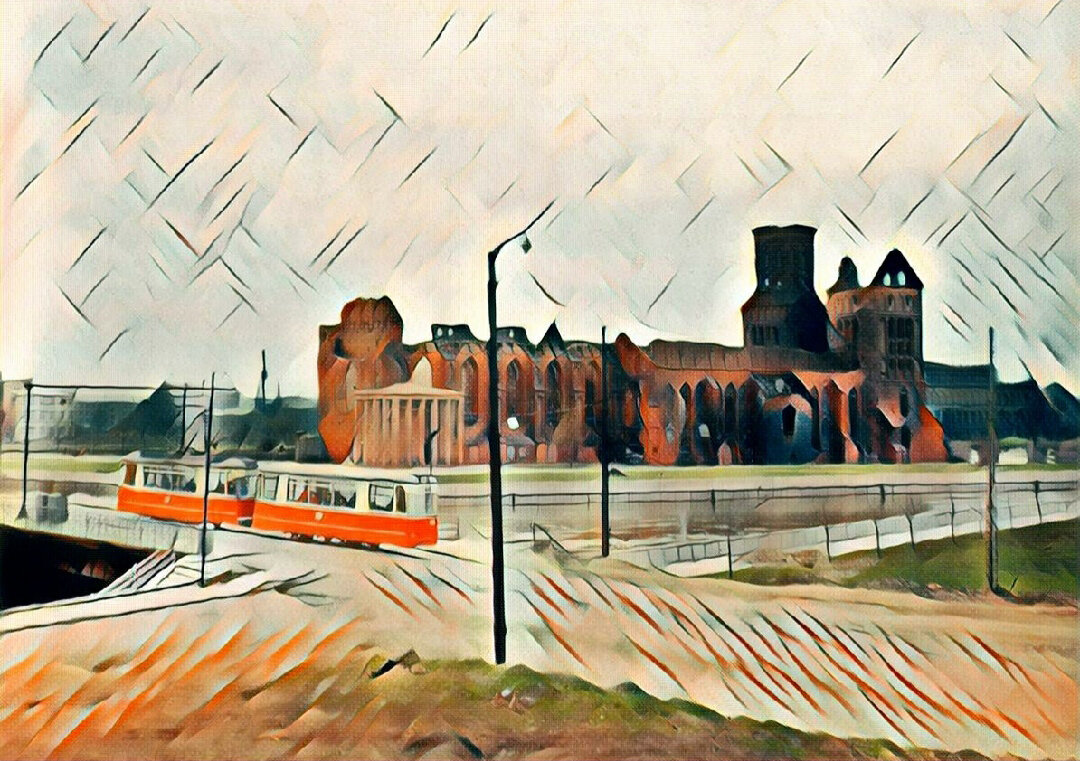 Калининград. Вид на остров и Кафедральный собор. 1960-е. Обработка автора.