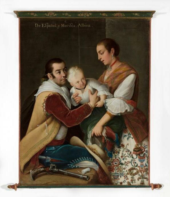 Miguel Cabrera, 6. From Spaniard and Morisca, Albina Girl (6. De español y morisca, albina), 1763, oil on canvas, Los Angeles County Museum of Art