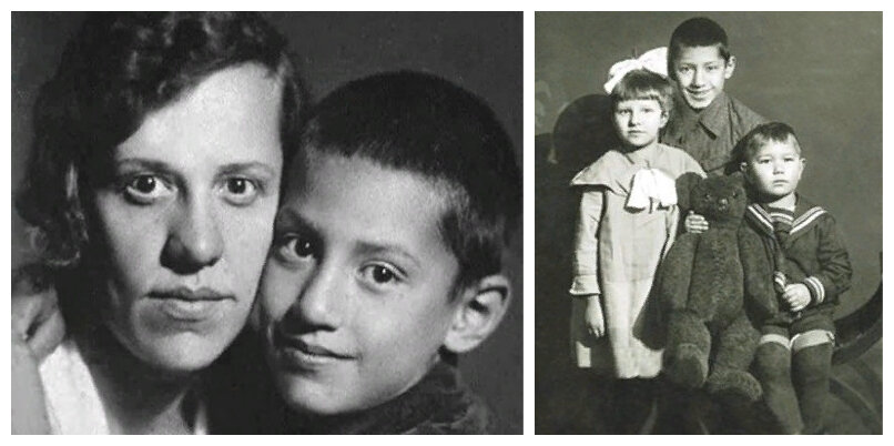 Спартак Мишулин с мамой, сестрой и братом. Коллаж (фото: nkclinica.ru)