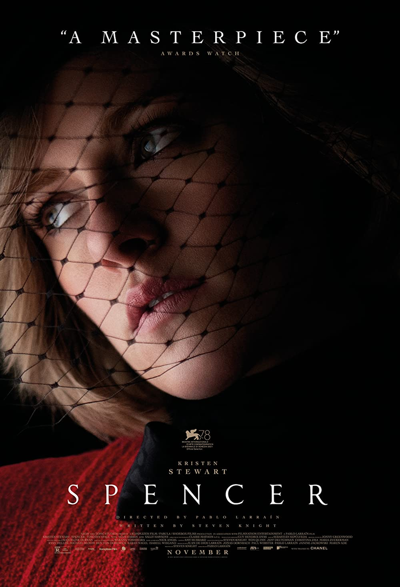 Постер к фильму Spencer. Режиссер: Пабло Ларраин. Оператор: Клер Матон. Производство: FABULA, FilmNation Entertainment, Komplizen Film, Shoebox Films. Показ в России: Белые ночи 