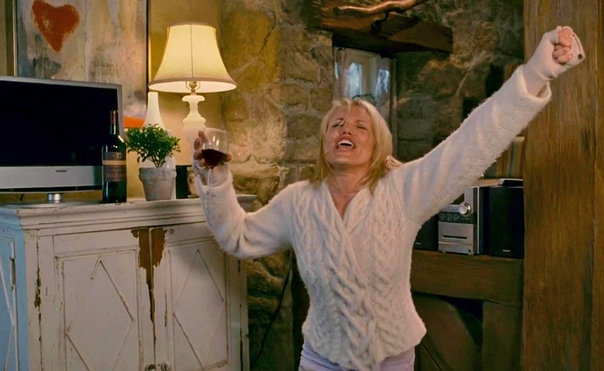 Кадр из фильма «Отпуск по обмену». Режиссер Нэнси Майерс. Кэмерон Диас в роли Аманды