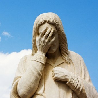 Вариант знаменитой «фотожабы» Jesus facepalm с просторов интернета. По-моему, символ нашего времени. 