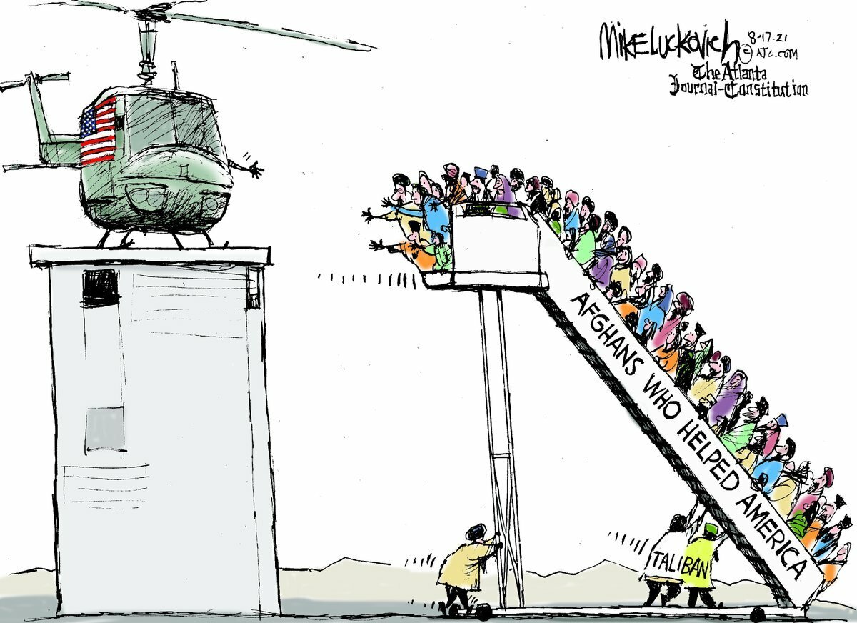 Побег американцев из Афганистана карикатура