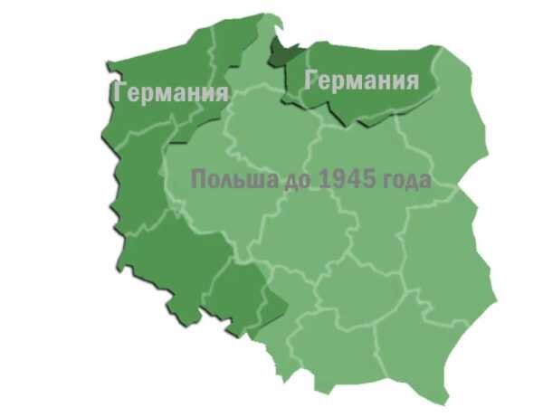 Немецкие земли, которые в 1945 году отошли Польше
