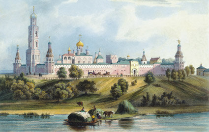 Симонов монастырь. Изображение Луи Бишбуа из альбома «Виды Москвы», 1846 год