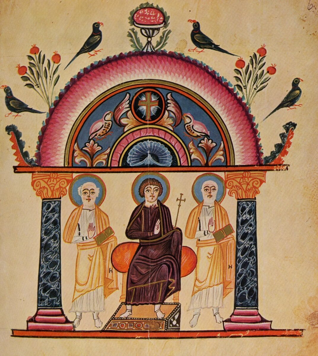 Христос на троне. Эчмиадзинское Евангелие, 989. Из коллекции Матенадарана