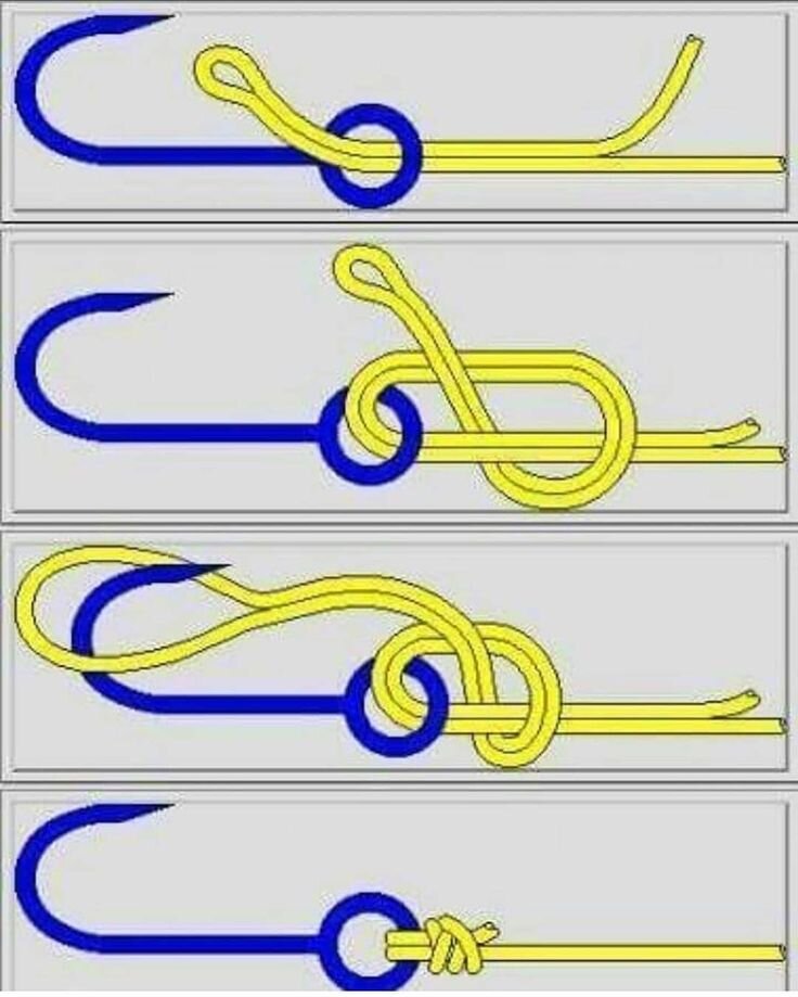 Привязать крючок восьмеркой к леске схема как