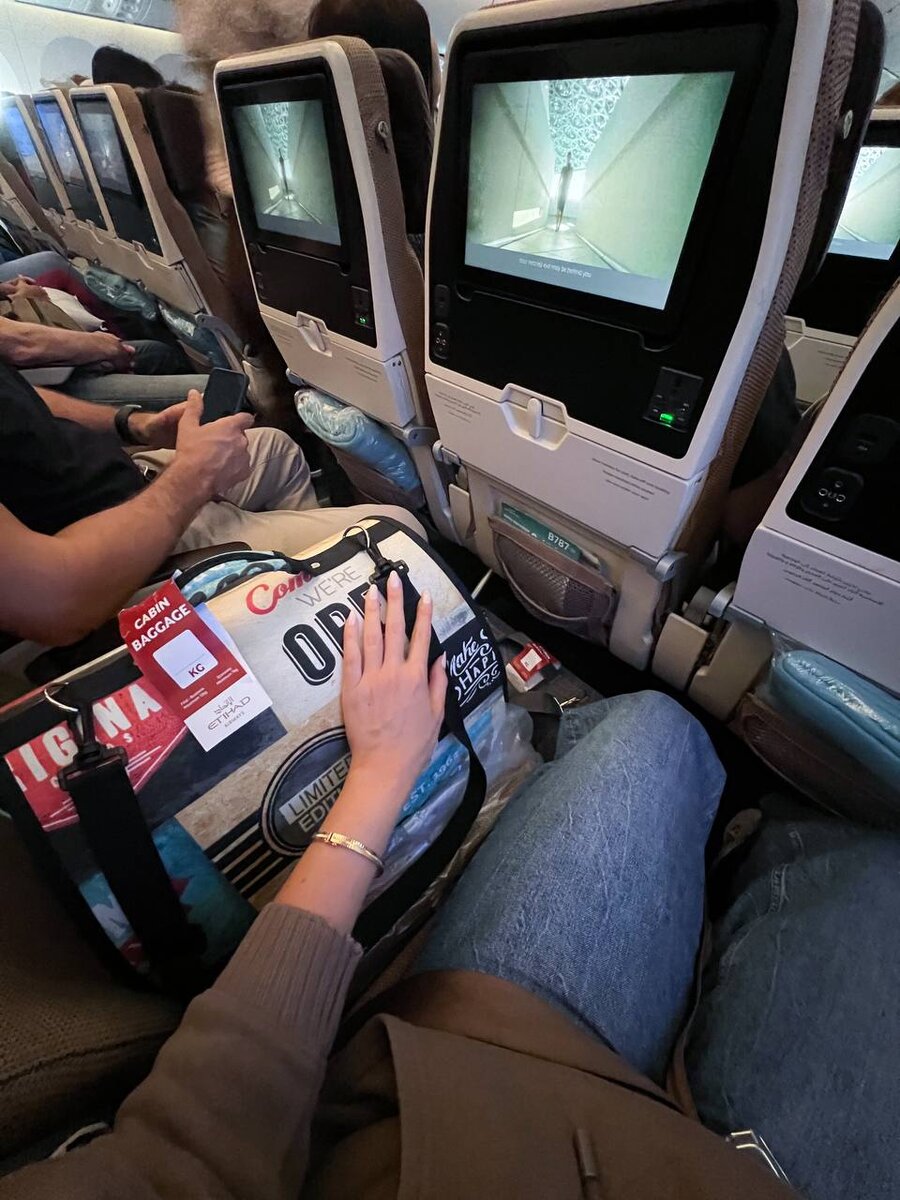 Переноска с котиком на соседнем кресле. Фото из архива Марии