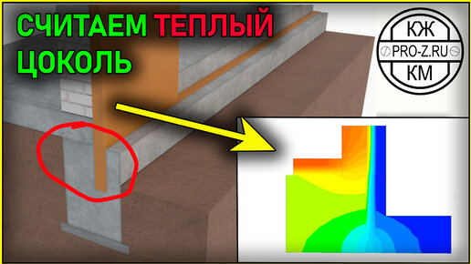 Полный теплотехнический расчет цокольного узла здания