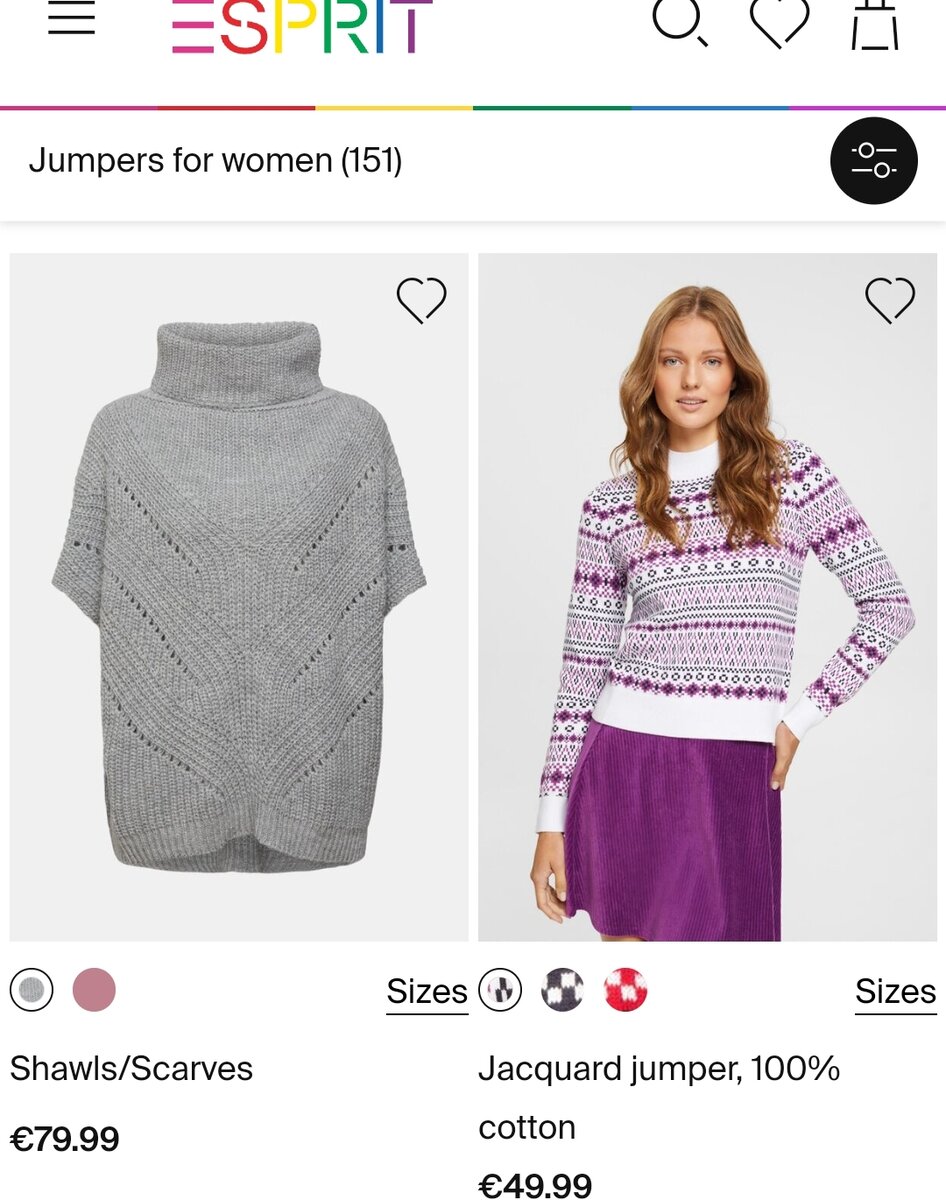 Стоимость свитеров Esprit 