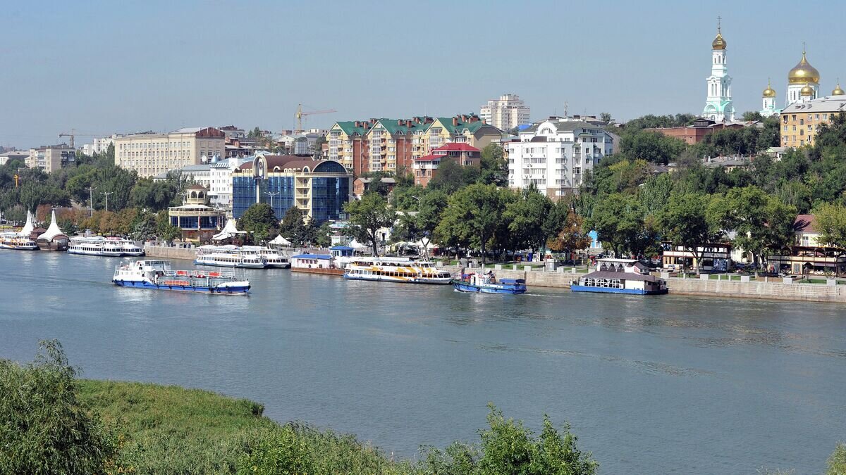    Вид на Ростов-на-Дону с левого берега реки Дон© РИА Новости / Александр Поготов