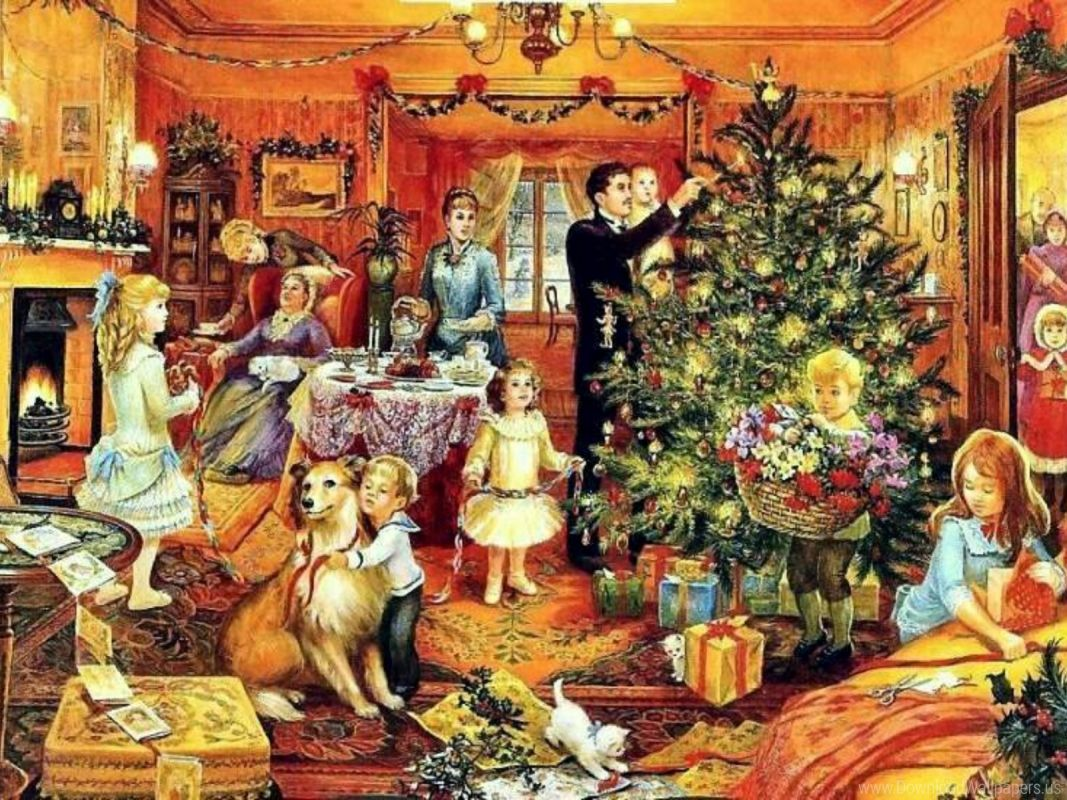 Кто раньше встречает новый год. Рождественские традиции. Рождество семейный праздник. Рождество живопись.