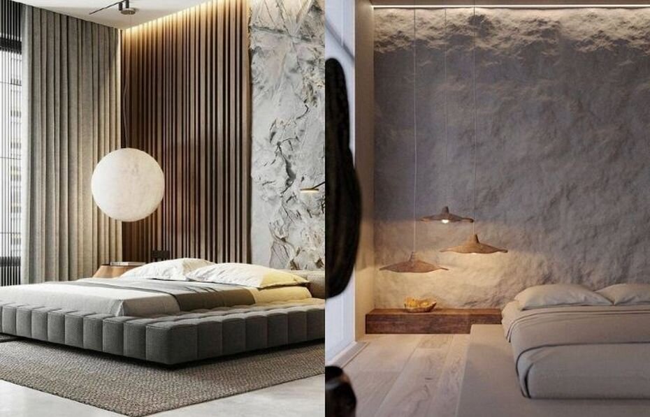 Современные спальни с кроватями на подиуме